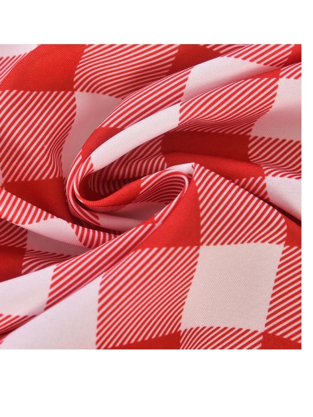 Checkered Tablecloth with Tassel Trim RECTANGULAR 52x70” RED & WHITE